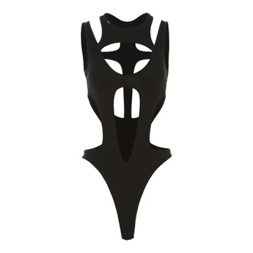 Mall Gothic Hollow Out Sexy Bodysuits Techwear Fas