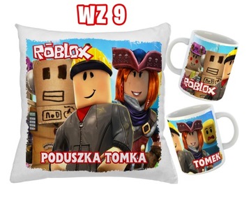 KUBEK + PODUSZKA dla gracza ROBLOX + imię RÓŻNE WZORY
