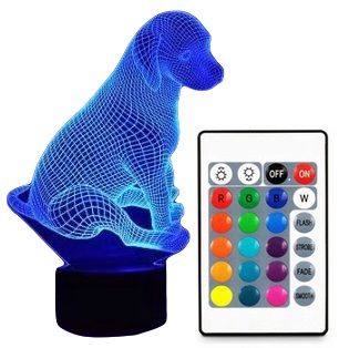 LAMPKA NOCNA 3D LED PIES DOG PIESEK PUPPY SZCZENIAK 16 KOLORÓW + PILOT