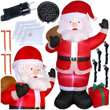 БОЛЬШОЙ САНТА НАДУВНОЙ, С ПОДСВЕТКОЙ, САМОНАДУВАЮЩИЙСЯ СВЕТОДИОД, 180 СМ XXL