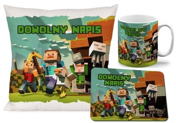 ZESTAW KUBEK PODUSZKA MINECRAFT podkładka PREZENT