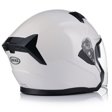 МОТОЦИКЛОВЫЙ ОТКРЫТЫЙ ШЛЕМ, БЕЛЫЙ ГЛЯНЦЕВЫЙ, СКУТЕР ЧОППЕР + БЛЕНДА + ИНТЕРКОМ