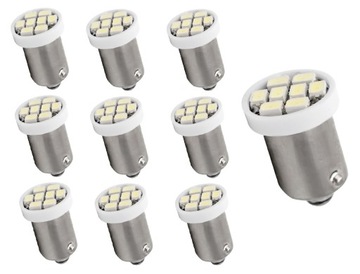 10x BIAŁA ŻARÓWKA BA9S T4W 8 LED 3020 1206 SMD 12V POSTOJÓWKA pozycja