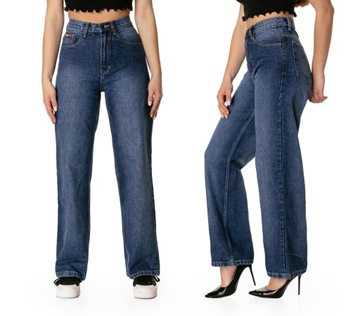 Szwedy Szerokie Spodnie Damskie Flare Jeans J89 34