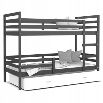 Двухъярусная кровать из сосны, ящик 90x200, 2 матраса