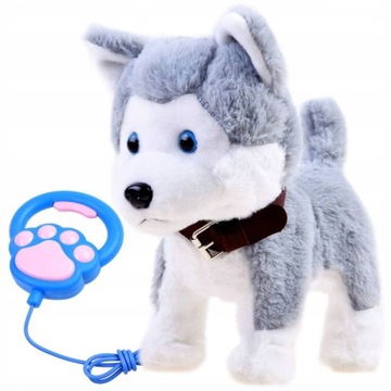 PIESEK HUSKY INTERAKTYWNY PLUSZAK NA SMYCZY CHODZI MERDA OGONKIEM DŹWIĘK
