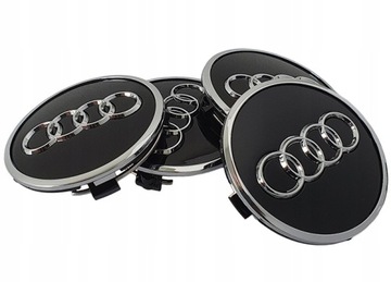 DEKIELKI ZAŚLEPKI KAPSLE ZNACZKI DO FELG AUDI - 61 MM - CZARNE 4 SZT