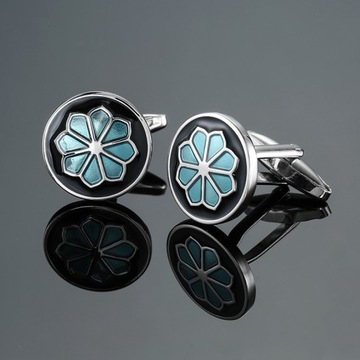 Запонки с узором SQUARE BLUE