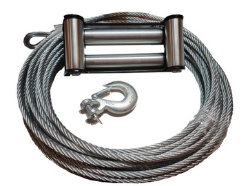 LINA STALOWA 25M DO WYCIĄGRAKI 2 + ROLKI + HAK 4X4