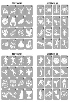 Трафареты для тату с блестками - микс 50 шт.