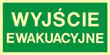 WYJŚCIE EWAKUACYJNE - świecąca w nocy - duża tablica 400x200 znak tablica