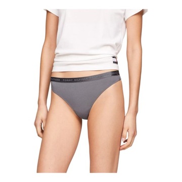 TOMMY HILFIGER STRINGI DAMSKIE MAJTKI THONG 3P GRAFITOWE/BEŻOWE/RÓŻOWE r.L