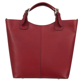 czerwona włoska skórzana torebka shopper bag A4