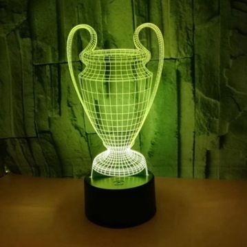 3D светодиодный ночник с гравировкой Кубка Чемпионов в подарок