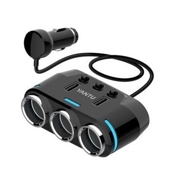 Rozgałęźnik zapalniczki 3 gniazda 2 i USB LCD ROZ14b
