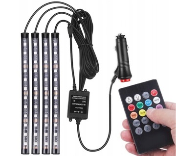 PASKI LED LEDY USB WNĘTRZA AUTA TAŚMA OŚWIETLENIE DO KABINY SAMOCHODU