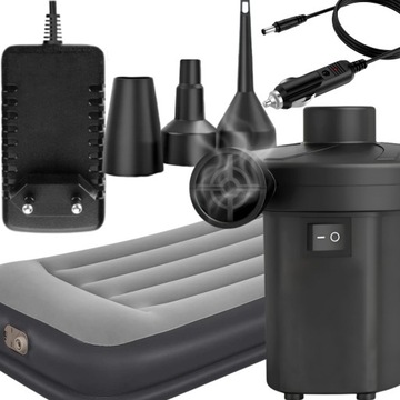 ЭЛЕКТРИЧЕСКИЙ НАСОС ДЛЯ МАТРАСОВ, ШАРОВ ДЛЯ БАССЕЙНА, АВТОМОБИЛЕЙ 12В/230В 5в1 + 3 КОНЦА