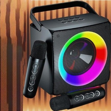 КАРАОКЕ-ДИНАМИКИ С 2 БЕСПРОВОДНЫМИ МИКРОФОНАМИ И СВЕТОДИОДНОЙ ПОДСВЕТКОЙ