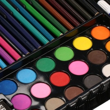 НАБОР ХУДОЖЕСТВЕННОЙ КРАСКИ В ЧЕМОДАНЕ 258 шт. РУЧКИ, ПАСТЕЛИ, СЕНИЛЫ
