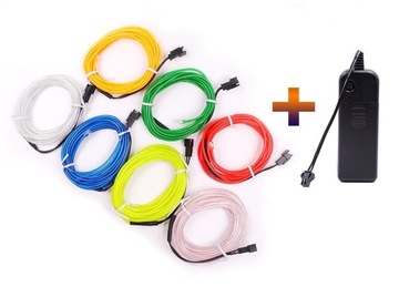 3M ŚWIATŁOWÓD EL WIRE LED TAŚMA PASEK BATERIE AA