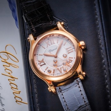 CHOPARD HAPPY SPORT LADY AUTOMATIC DIAMONDS 18K GOLD 36MM NIENOSZONY/KPL.