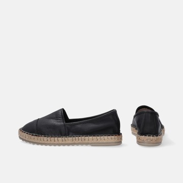 Damskie buty VENEZIA. Czarne skórzane espadryle rozm. 40