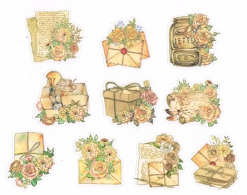 NAKLEJKI OZDOBNE SCRAPBOOKING 20SZT KWIATY LISTY