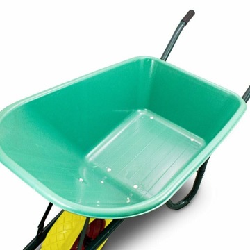 Тачка для сада и строительства, одноколесная, PU, ​​100 л, 250 кг, чаша из ПВХ, желтое колесо