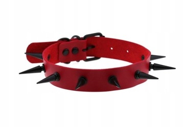 obroża choker z kolcami fetysz - red