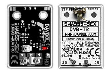 Wzmacniacz sygnału DVB-T2 Davbol SWA955-5EX LED 2024 - stabilny odbiór