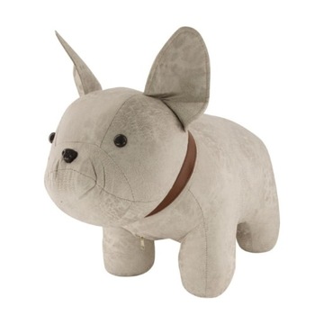 Pufa siedzisko siedzenie buldog francuski materiałowa szara 55x27x30 cm