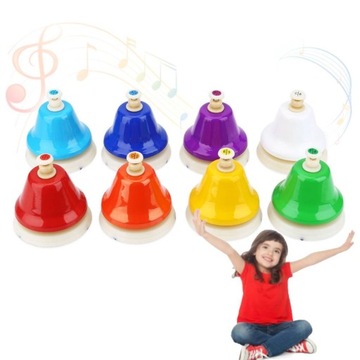 8-NOTE KOLOROWE DZWONKI RĘCZNE ZESTAW PREZENTY ŚWIĄTECZNE