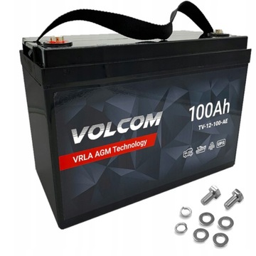 Akumulator Bezobsługowy Volcom AGM 12V 100Ah UPS Zasilacz Awaryjny Kamper