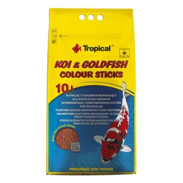 Koi&Goldfish Colour Pokarm wybarwiający pływające pałeczki dla karpi 10L