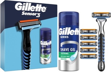GILLETTE SENSOR 3 MASZYNKA DO GOLENIA DLA MĘŻCZYZN 6 WKŁADÓW + ŻEL SOOTHING
