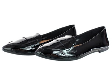 BALERINY LAKIERKI CZARNE ELEGANCKIE BUTY DAMSKIE 6356 roz. 38