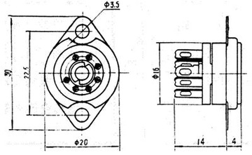 РОЗЕТКА КЕРАМИЧЕСКАЯ 7PIN OB7 HEPTAL 6Z4 EC92