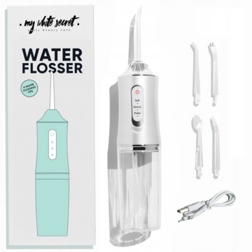 BEZPRZEWODOWY DENTYSTYCZNY IRYGATOR DO ZĘBÓW 225ml 3 TRYBY 4 DYSZE - MOCNY