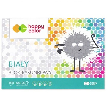 Blok rysunkowy Happy Color biały A4 100g 20ark