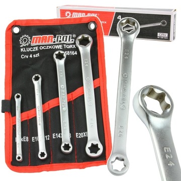 KLUCZ KLUCZE OCZKOWE TORX E6-E24 PŁACHTA 4-ELE