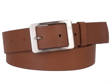 SKÓRZANY Pasek damski Szeroki BRĄZ 4cm 85