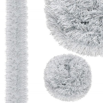 ŁAŃCUCH CHOINKOWY srebrny 6m GIRLANDA ŚWIĄTECZNA NA CHOINKĘ XXL gruby 7cm