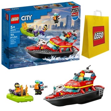 KLOCKI LEGO CITY 60373 ŁÓDZ STRAŻACKA NOWE NA PREZENT DLA DZIECI + TORBA