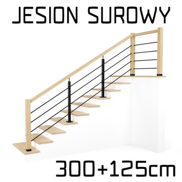 Balustrada barierka drewno metal 3m+1,25m LOFT