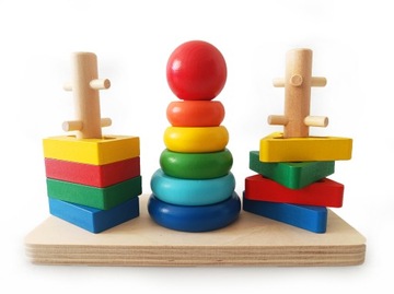 Деревянный пазл Монтессори форм и цветов, сенсорный сортер, кубики