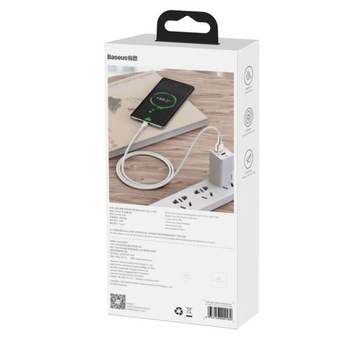 Кабель Baseus Cafule USB — USB-C, 66 Вт, 2 м (белый)