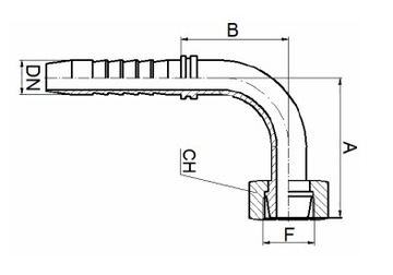 УГЛОВОЙ ГИДРАВЛИЧЕСКИЙ ЗАЖИМ 90 ГРАДУСОВ M22X1,5 ШЛАНГ DN 10