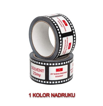 Taśma pakowa klejąca z Twoim nadrukiem logo SOLVENT mocna 1 kolor 36 sztuk