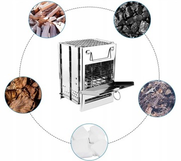 ПОРТАТИВНАЯ ДРОВЯНАЯ ПЕЧЬ ТУРИСТИЧЕСКАЯ ПЕЧЬ ДЛЯ КЕМПИНГА + СУМКА + ПИЛА