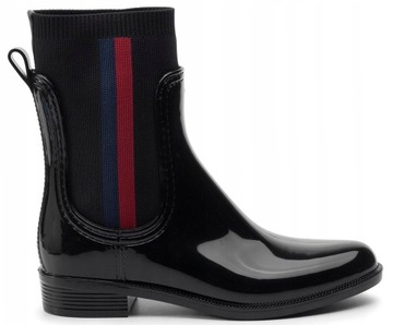 Kalosze TOMMY HILFIGER oficerki guma lakierowane